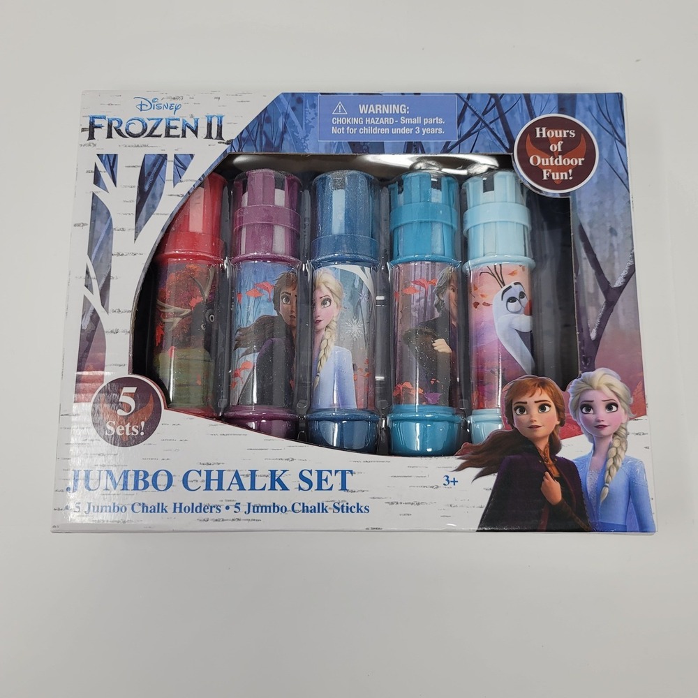 Disney Frozen II Jumbo Chalk Set 5 Holders & Chalk Sticks Outdoor Fun - Picture 2 of 4